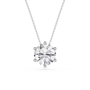 Round Lab Grown Diamond 6-Prong Slide Solitaire  Pendant - 16 to 18 Inches