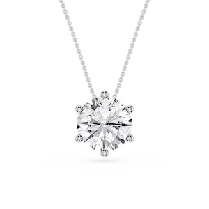 Round Lab Grown Diamond 6-Prong Slide Solitaire  Pendant - 16 to 18 Inches