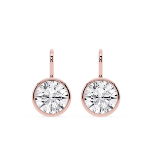 Round Lab Grown Diamond Bezel Drop Earrings