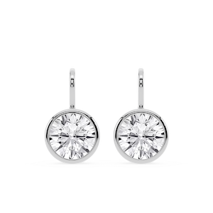 Round Lab Grown Diamond Bezel Drop Earrings