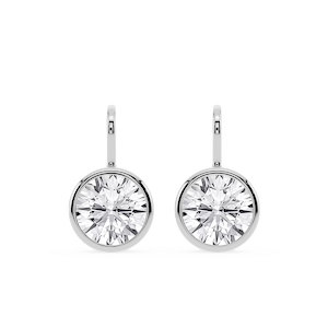 Round Lab Grown Diamond Bezel Drop Earrings