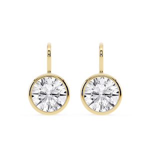 Round Lab Grown Diamond Bezel Drop Earrings
