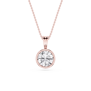 Round Lab Grown Diamond Bezel Set Bail Solitaire Pendant - 16 to 18 Inches