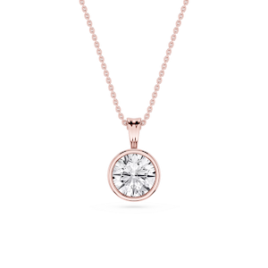 Round Lab Grown Diamond Bezel Set Bail Solitaire Pendant - 16 to 18 Inches