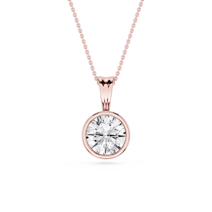 Round Lab Grown Diamond Bezel Set Bail Solitaire Pendant - 16 to 18 Inches