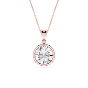 Round Lab Grown Diamond Bezel Set Bail Solitaire Pendant - 16 to 18 Inches