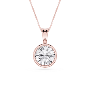 Round Lab Grown Diamond Bezel Set Bail Solitaire Pendant - 16 to 18 Inches