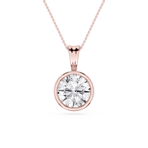 Round Lab Grown Diamond Bezel Set Bail Solitaire Pendant - 16 to 18 Inches
