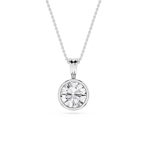 Round Lab Grown Diamond Bezel Set Bail Solitaire Pendant - 16 to 18 Inches