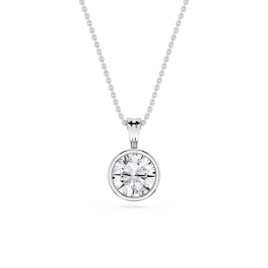 Round Lab Grown Diamond Bezel Set Bail Solitaire Pendant - 16 to 18 Inches