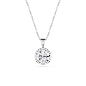 Round Lab Grown Diamond Bezel Set Bail Solitaire Pendant - 16 to 18 Inches