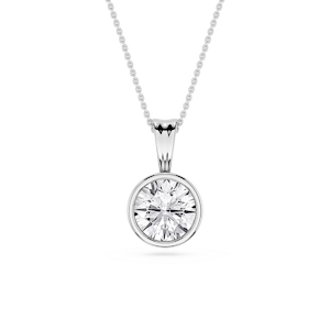 Round Lab Grown Diamond Bezel Set Bail Solitaire Pendant - 16 to 18 Inches