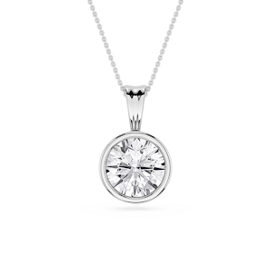 Round Lab Grown Diamond Bezel Set Bail Solitaire Pendant - 16 to 18 Inches