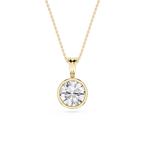 Round Lab Grown Diamond Bezel Set Bail Solitaire Pendant - 16 to 18 Inches