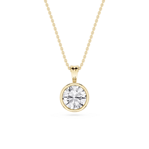 Round Lab Grown Diamond Bezel Set Bail Solitaire Pendant - 16 to 18 Inches