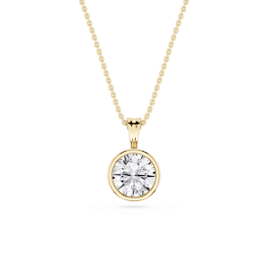 Round Lab Grown Diamond Bezel Set Bail Solitaire Pendant - 16 to 18 Inches
