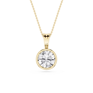 Round Lab Grown Diamond Bezel Set Bail Solitaire Pendant - 16 to 18 Inches