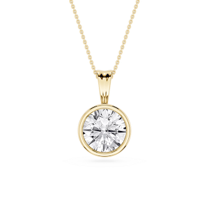 Round Lab Grown Diamond Bezel Set Bail Solitaire Pendant - 16 to 18 Inches