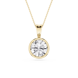 Round Lab Grown Diamond Bezel Set Bail Solitaire Pendant - 16 to 18 Inches