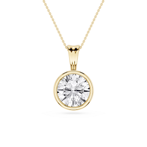 Round Lab Grown Diamond Bezel Set Bail Solitaire Pendant - 16 to 18 Inches