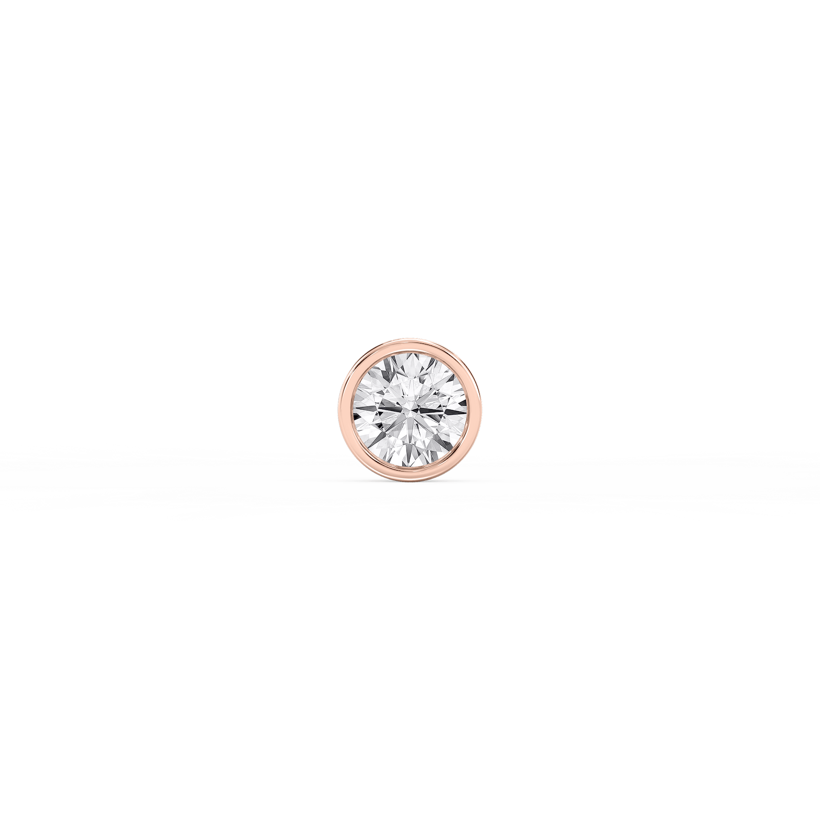 Round Lab Grown Diamond Bezel Set Single Stud Earring