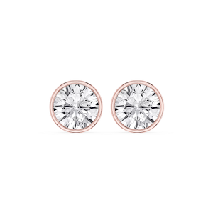 Round Lab Grown Diamond Bezel Set Certified Stud Earrings