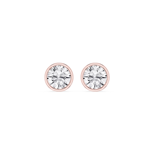 Round Lab Grown Diamond Bezel Set Certified Stud Earrings