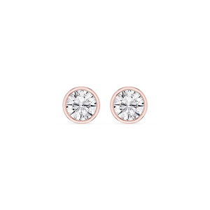 Round Lab Grown Diamond Bezel Set Certified Stud Earrings
