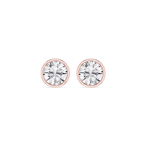 Round Lab Grown Diamond Bezel Set Certified Stud Earrings
