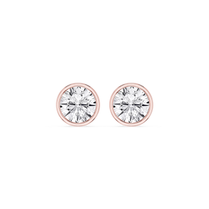Round Lab Grown Diamond Bezel Set Certified Stud Earrings
