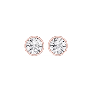 Round Lab Grown Diamond Bezel Set Certified Stud Earrings