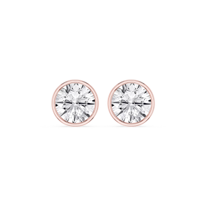 Round Lab Grown Diamond Bezel Set Certified Stud Earrings