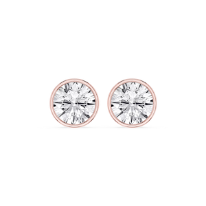 Round Lab Grown Diamond Bezel Set Certified Stud Earrings