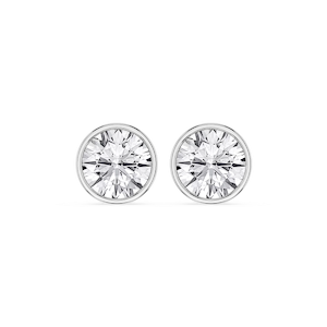 Round Lab Grown Diamond Bezel Set Certified Stud Earrings