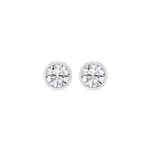 Round Lab Grown Diamond Bezel Set Certified Stud Earrings
