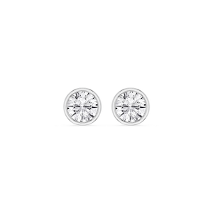 Round Lab Grown Diamond Bezel Set Certified Stud Earrings
