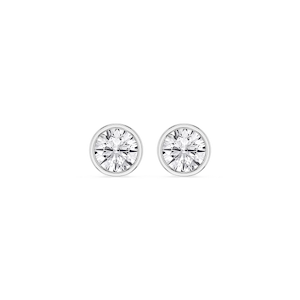 Round Lab Grown Diamond Bezel Set Certified Stud Earrings