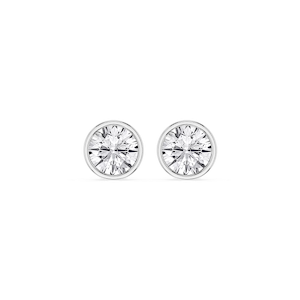 Round Lab Grown Diamond Bezel Set Certified Stud Earrings