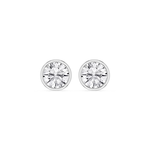 Round Lab Grown Diamond Bezel Set Certified Stud Earrings