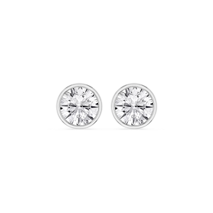 Round Lab Grown Diamond Bezel Set Certified Stud Earrings