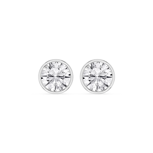 Round Lab Grown Diamond Bezel Set Certified Stud Earrings