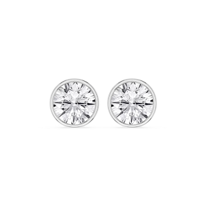 Round Lab Grown Diamond Bezel Set Certified Stud Earrings