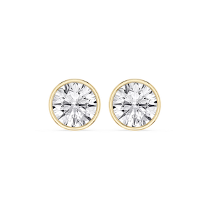 Round Lab Grown Diamond Bezel Set Certified Stud Earrings