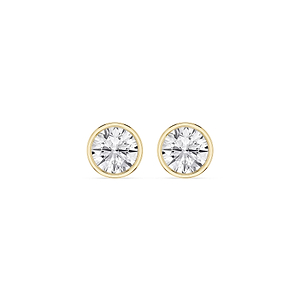 Round Lab Grown Diamond Bezel Set Certified Stud Earrings