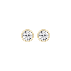 Round Lab Grown Diamond Bezel Set Certified Stud Earrings