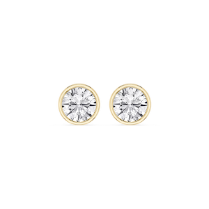 Round Lab Grown Diamond Bezel Set Certified Stud Earrings