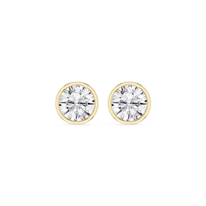 Round Lab Grown Diamond Bezel Set Certified Stud Earrings