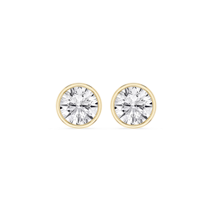 Round Lab Grown Diamond Bezel Set Certified Stud Earrings