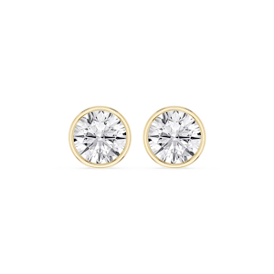 Round Lab Grown Diamond Bezel Set Certified Stud Earrings