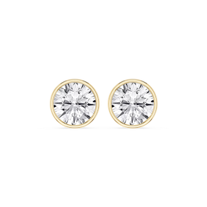 Round Lab Grown Diamond Bezel Set Certified Stud Earrings